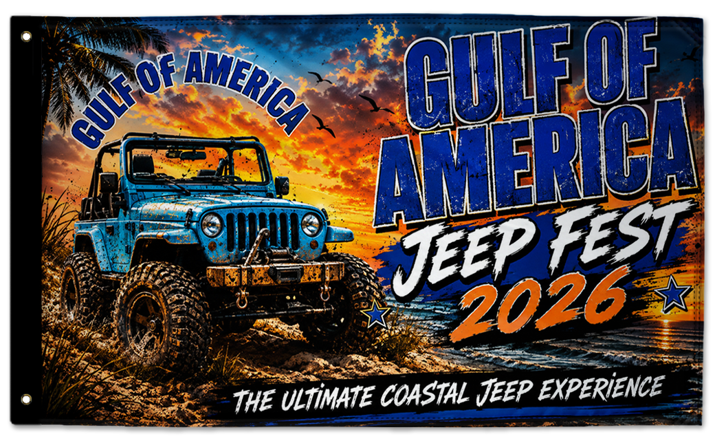 Gulf Of America Jeep Fest 2026 3'x5' Double-Sided Flag