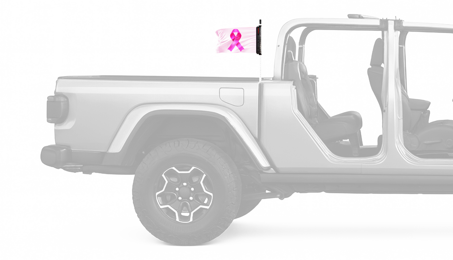 Pink Ribbon 12"x18" Forever Wave Flag for Jeep Gladiator JT