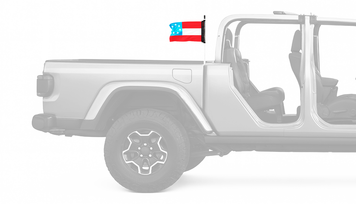 1st Confederate 7 Star 12"x18" Forever Wave Flag for Jeep Gladiator JT