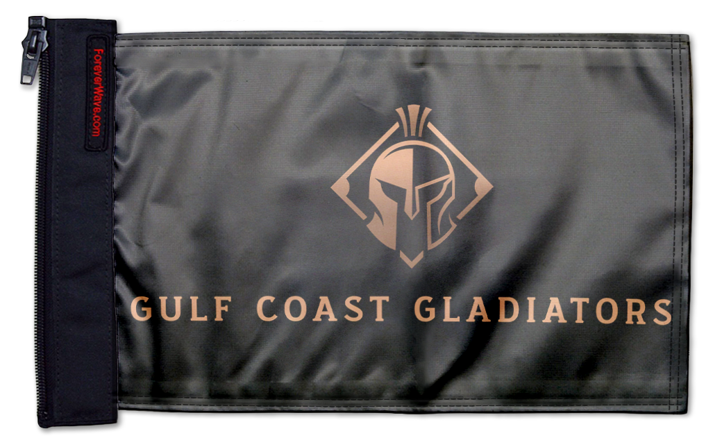 Gulf Coast Gladiators 11"x17" Forever Wave Flag for Jeep Wrangler CJ-7 and CJ-8 1976-1986