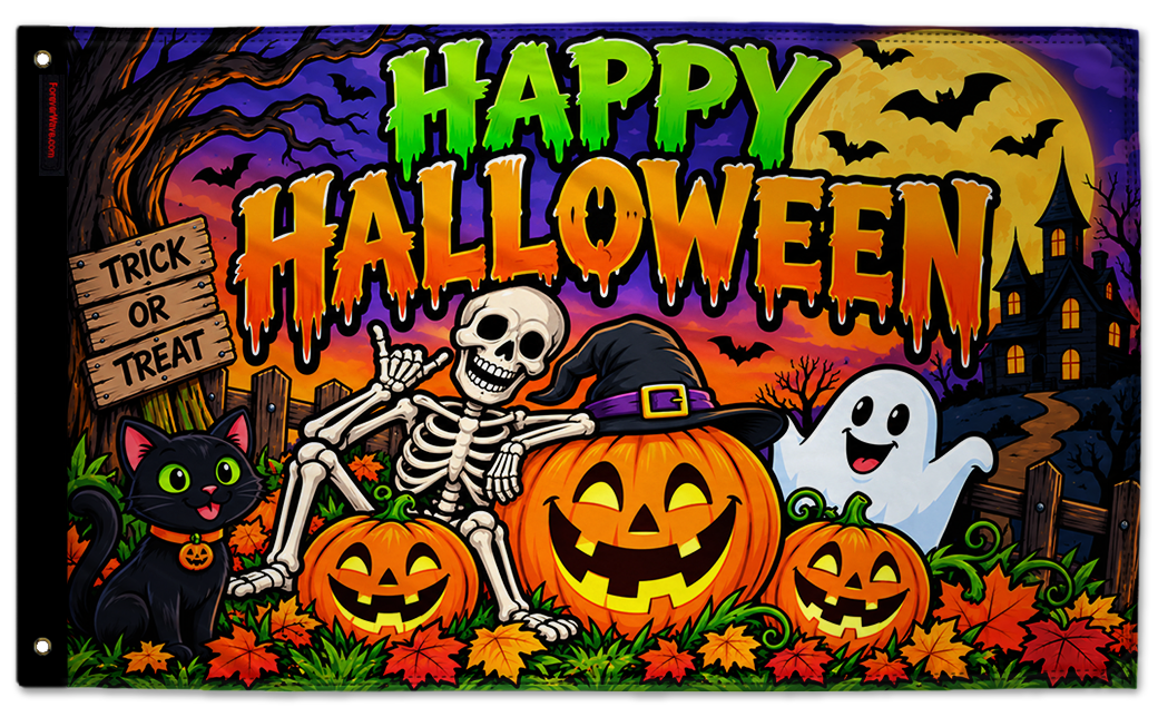 Happy Halloween 2 3'x5' double-sided flag made in the USA