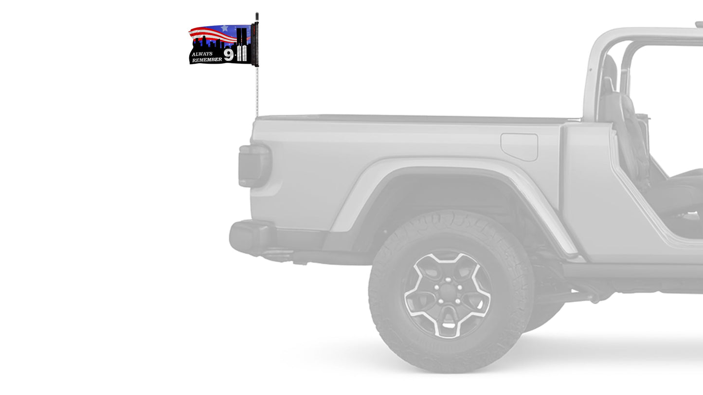 911 Tribute 12"x18" Forever Wave Flag for Jeep Wrangler JLU 4-Door 2018-Present