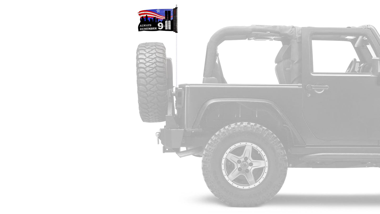 911 Tribute 12"x18" Forever Wave Flag for Jeep Wrangler TJ 1996-2006