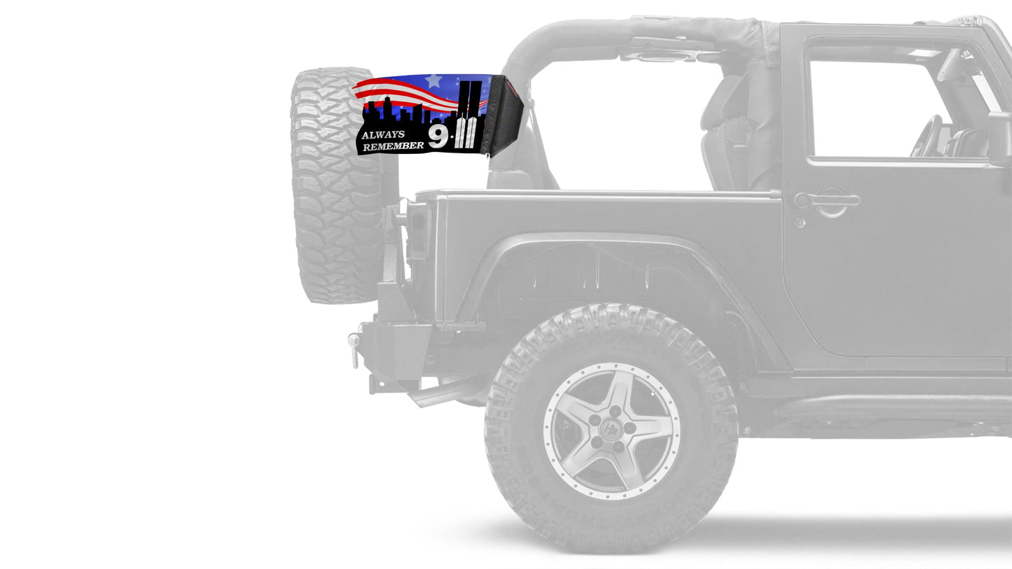 911 Tribute 12"x18" Forever Wave Flag for Jeep Wrangler TJ 1996-2006