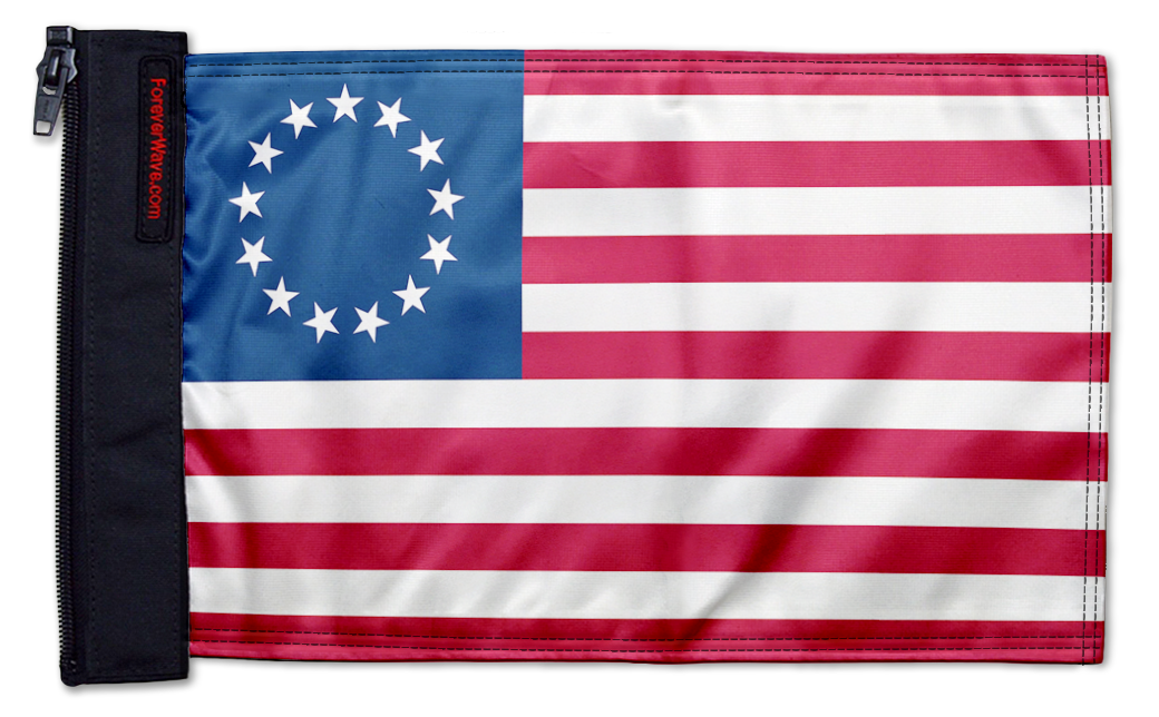 Betsy Ross 12"x18" Forever Wave Flag for Bronco