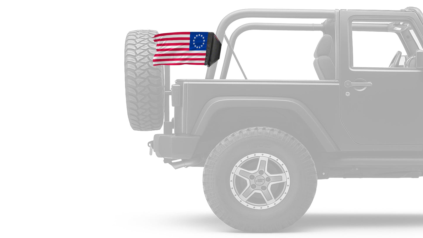 Betsy Ross 12"x18" Forever Wave Flag for Jeep Wrangler JK 2-Door 2007-2018
