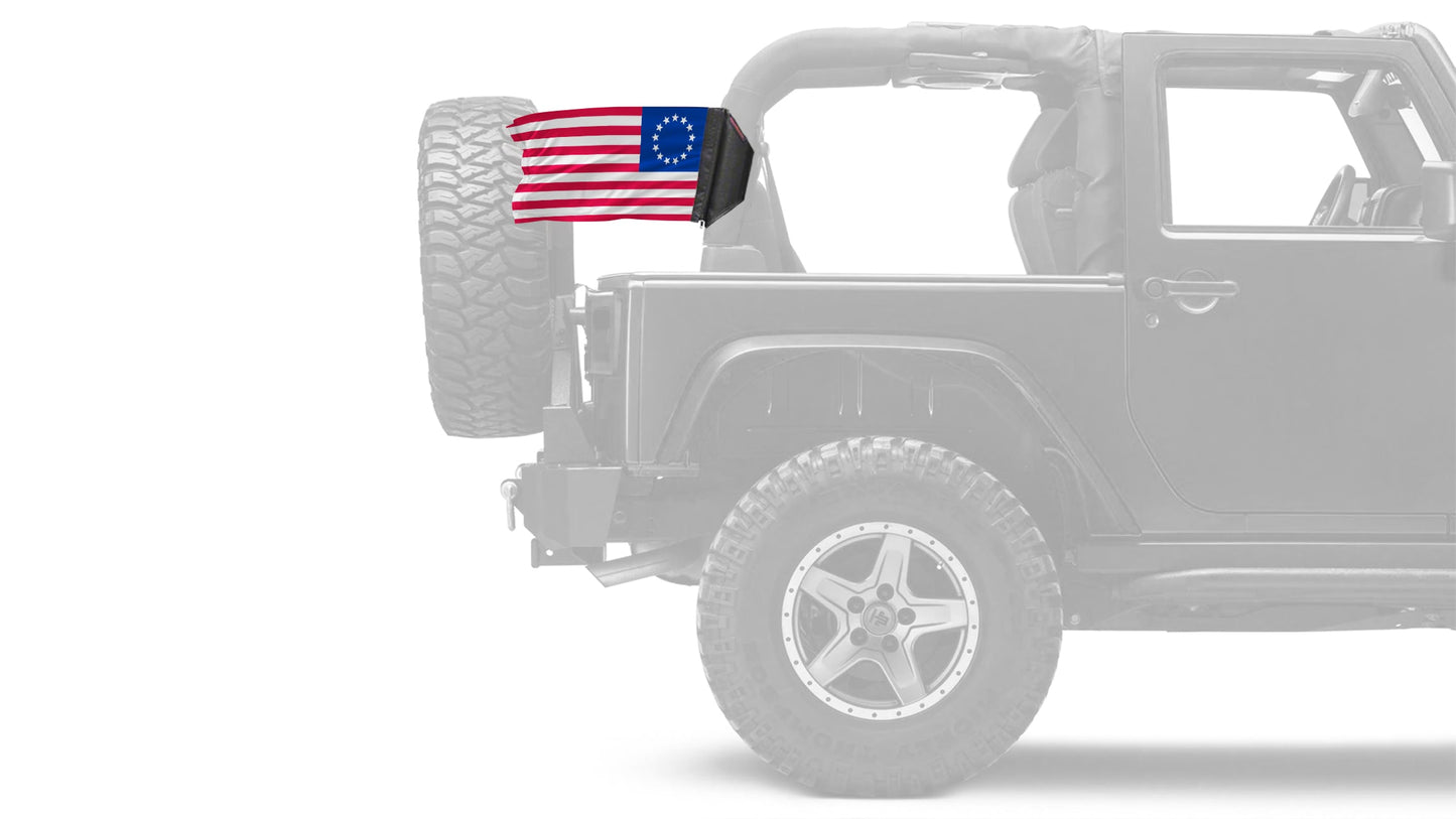 Betsy Ross 12"x18" Forever Wave Flag for Jeep Wrangler LJ 2003-2006