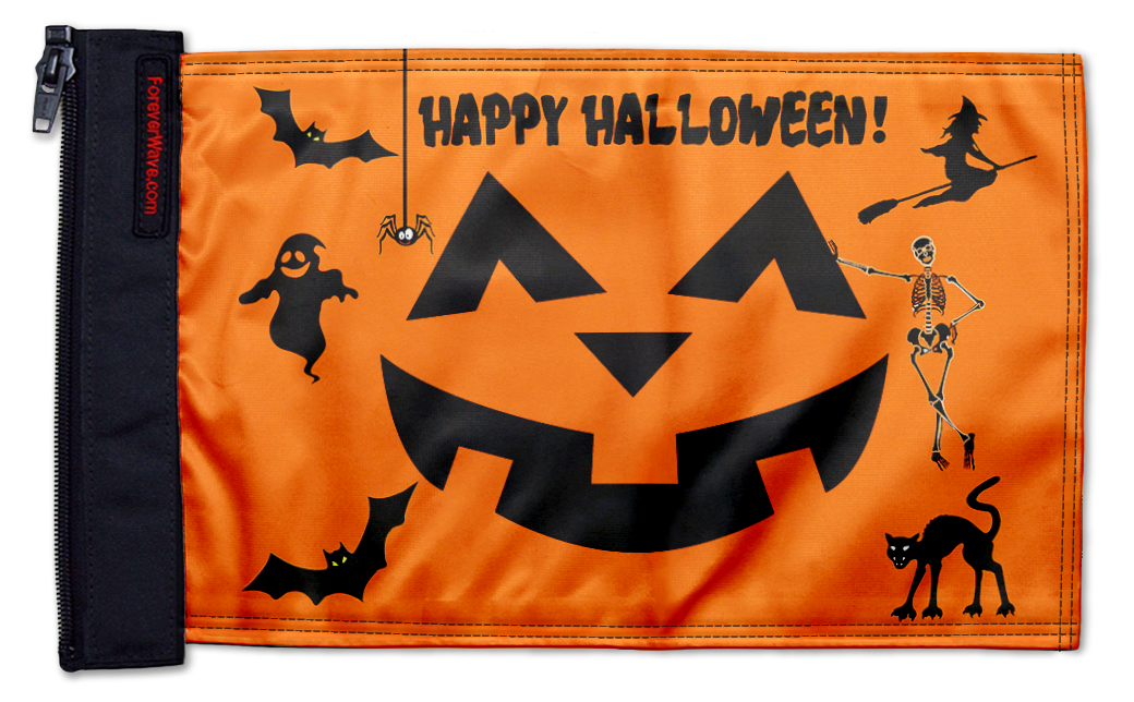 Happy Halloween 12"x18" Forever Wave Flag for Golf Carts