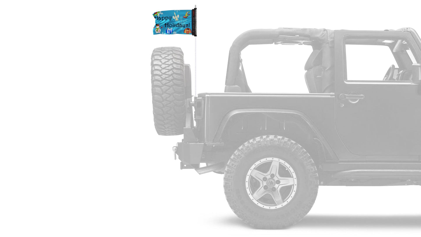 Happy Holidays 12"x18" Forever Wave Flag for Jeep Wrangler JL 2-Door 2018-Present