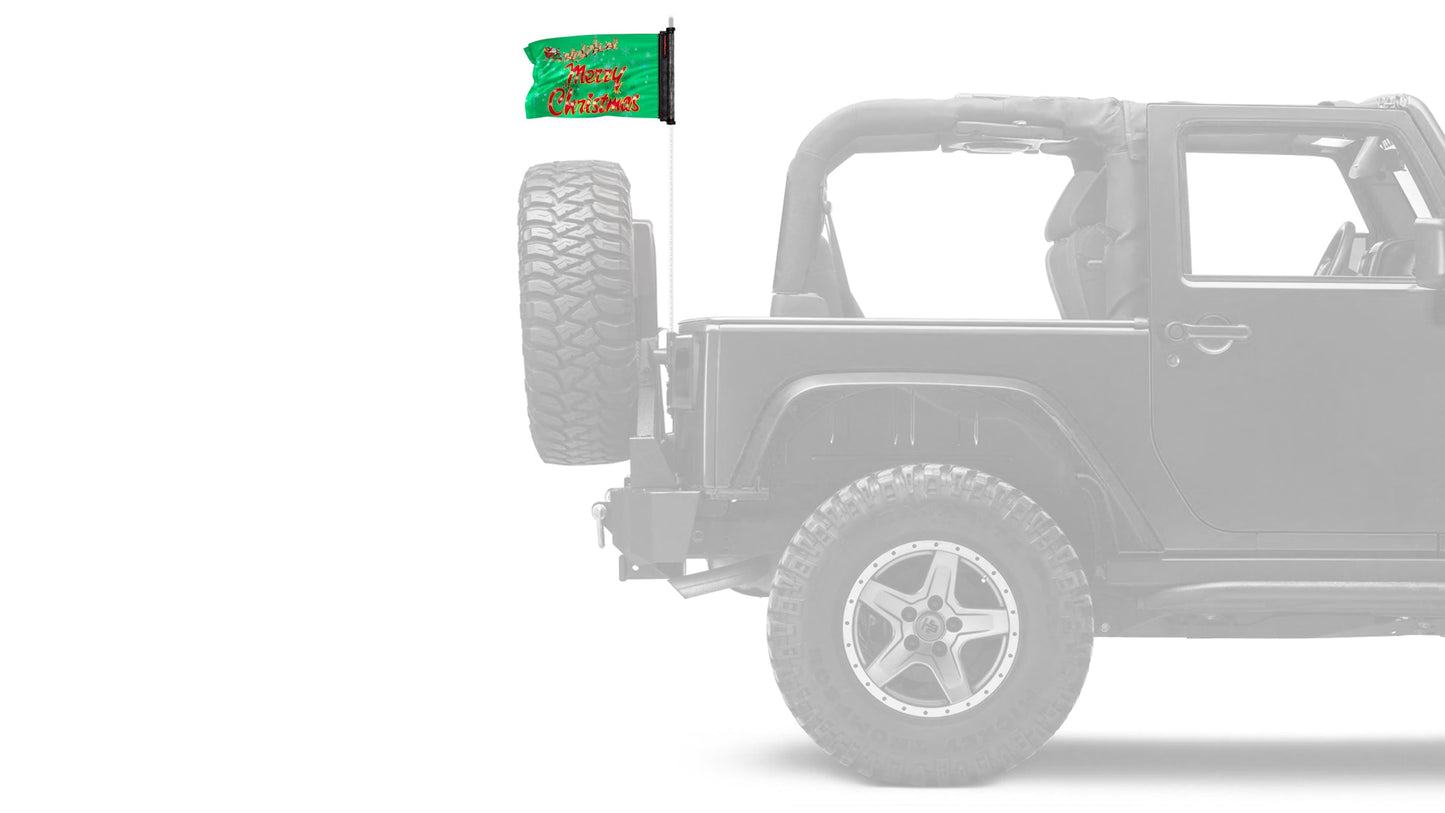 Merry Christmas 12"x18" Forever Wave Flag for Jeep Wrangler CJ-7 and CJ-8 1976-1986
