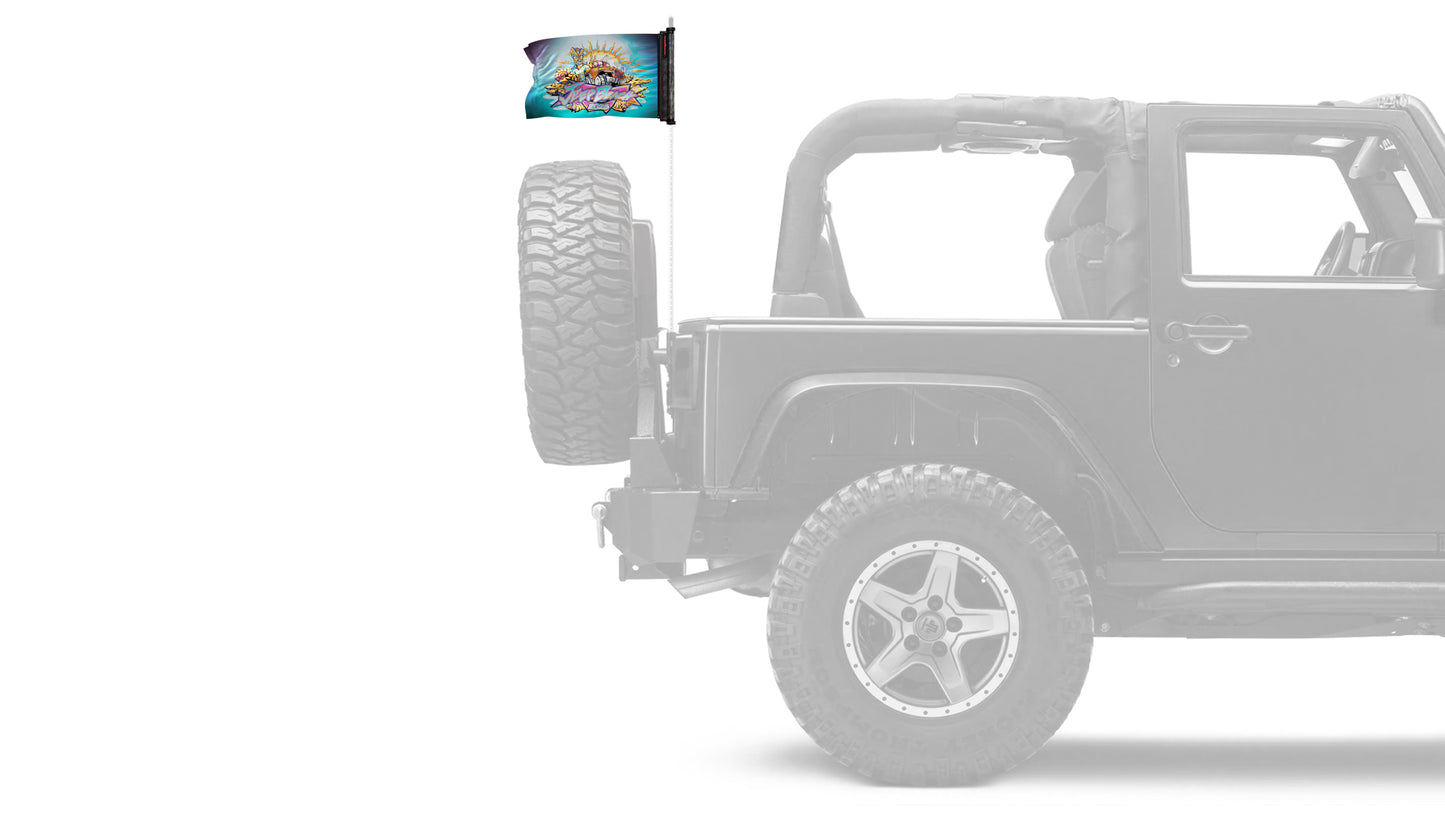 Jeep Beach 2025 12"x18" Forever Wave Flag for Jeep Wrangler JK 2-Door 2007-2018