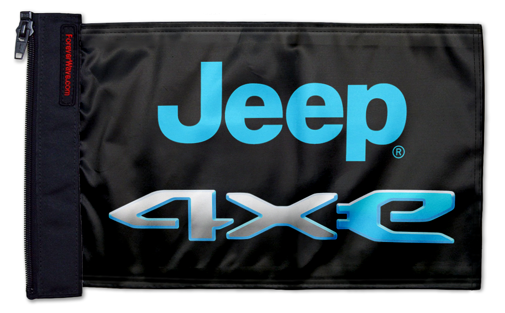 Jeep 4Xe 12"x18" Forever Wave Flag for Jeep Wrangler JKU 4-Door 2007-2018