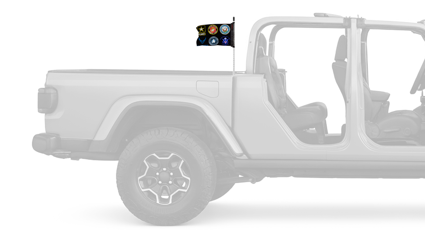 Armed Forces 12"x18" Forever Wave Flag for Jeep Gladiator JT