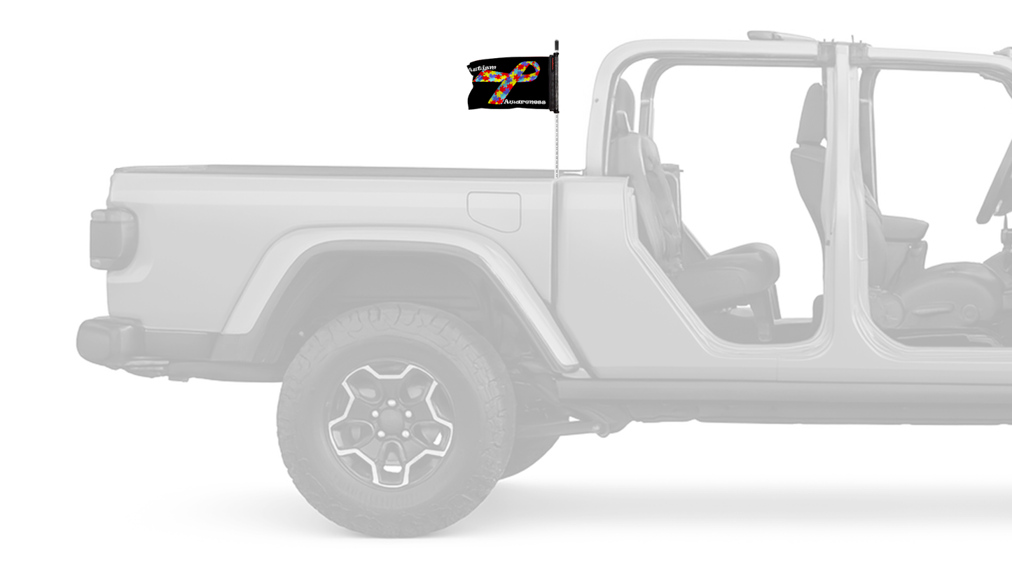 Autism Awareness 12"x18" Forever Wave Flag for Jeep Gladiator JT