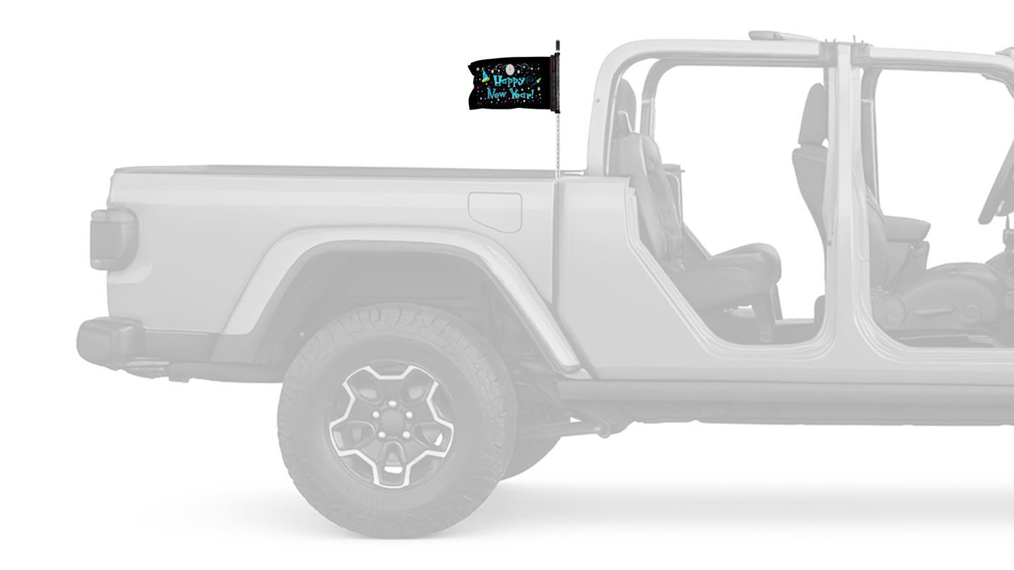Happy New Year 12"x18" Forever Wave Flag for Jeep Gladiator JT