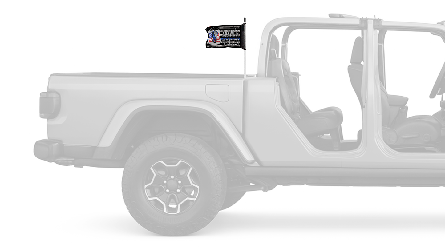 Krawl'n For The Fallen 12"x18" Forever Wave Flag for Jeep Gladiator JT