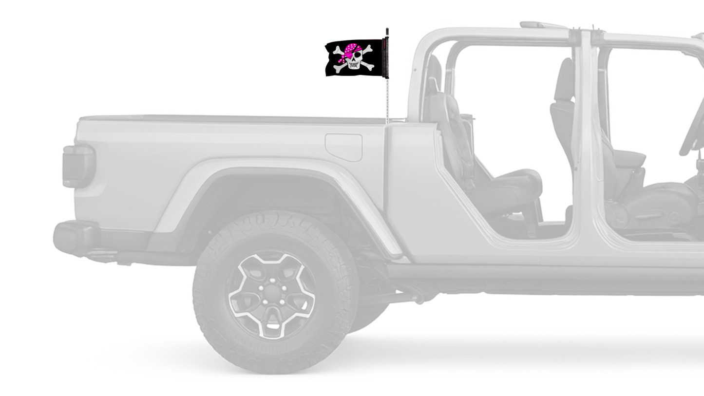 Pink Pirate 12"x18" Forever Wave Flag for Jeep Gladiator JT