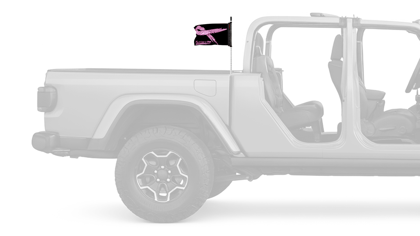 Pink Ribbon Fight Like A Girl 12"x18" Forever Wave Flag for Jeep Gladiator JT