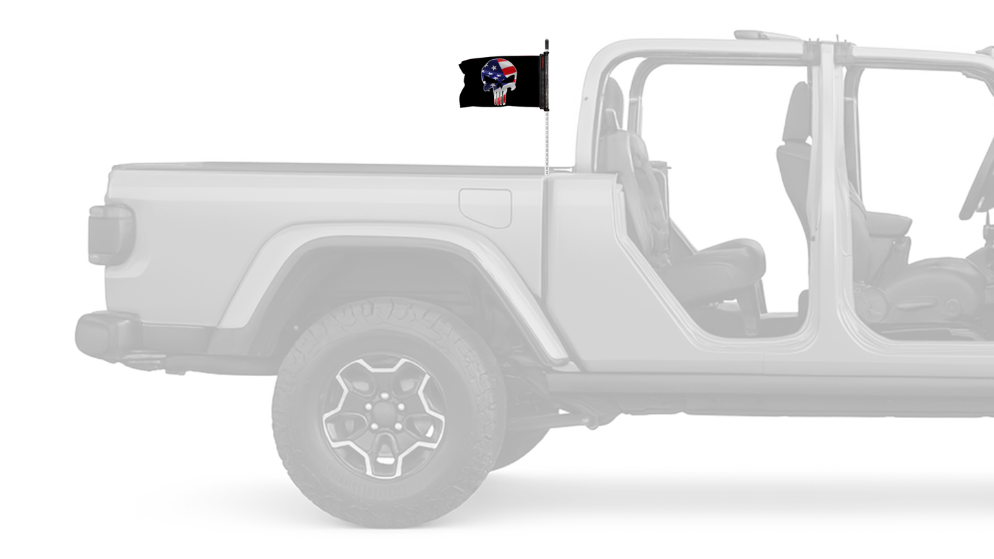 Punisher USA 12"x18" Forever Wave Flag for Jeep Gladiator JT