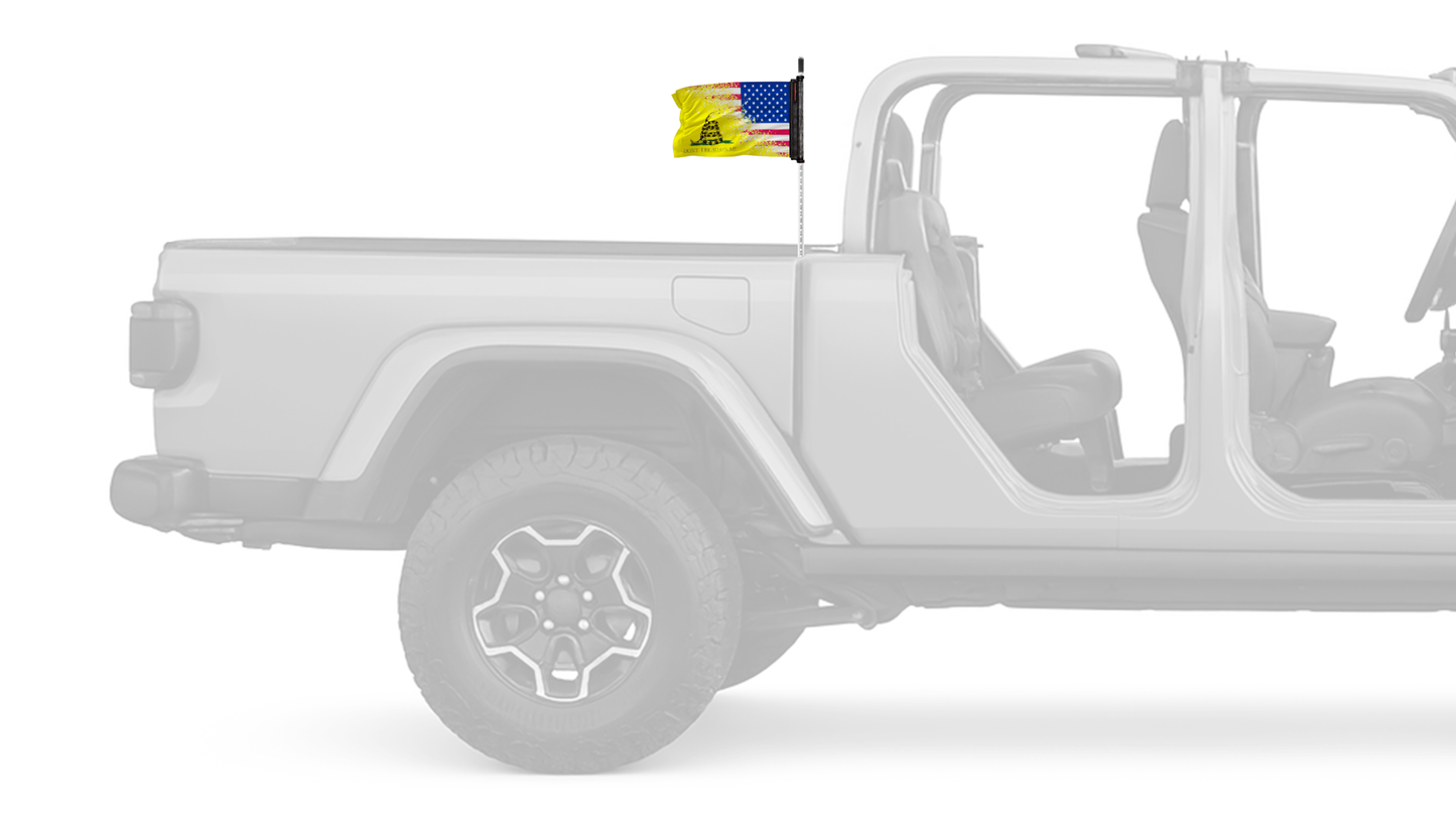 USA Gadsden 12"x18" Forever Wave Flag for Jeep Gladiator JT