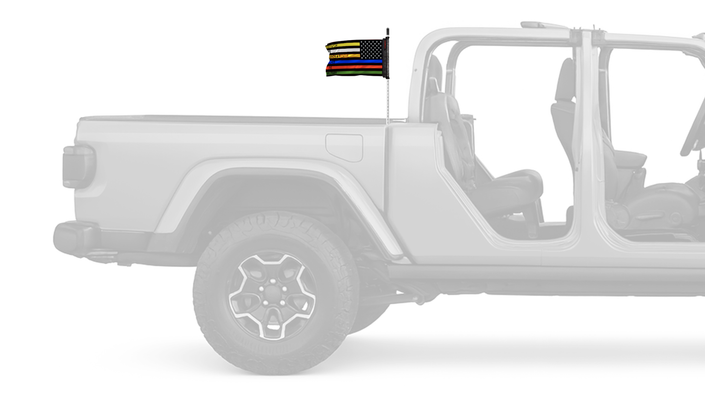 USA Subdued First Responders 12"x18" Forever Wave Flag for Jeep Gladiator JT