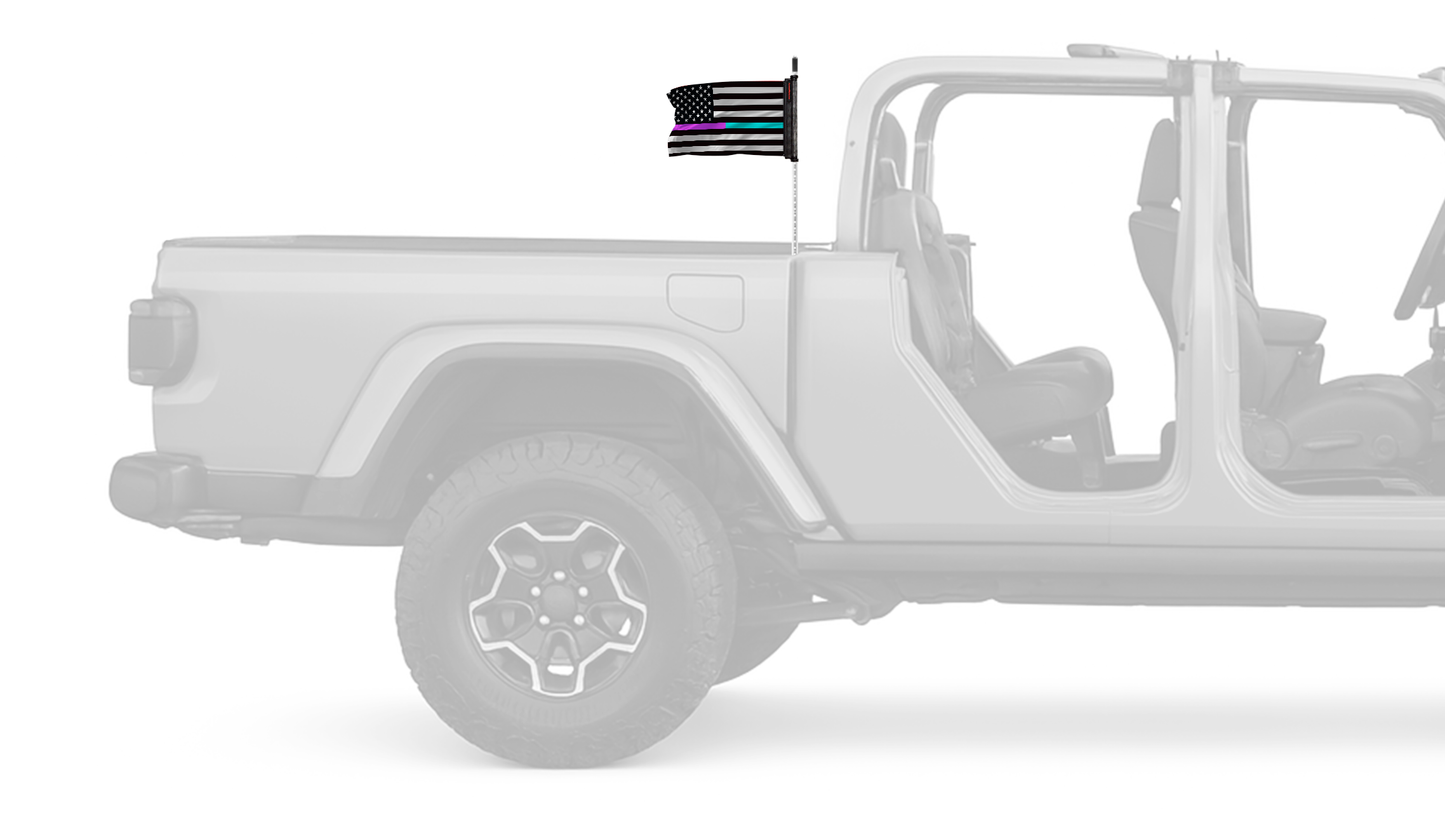 USA Subdued Thin Purple-Teal Line 12"x18" Forever Wave Flag for Jeep Gladiator JT
