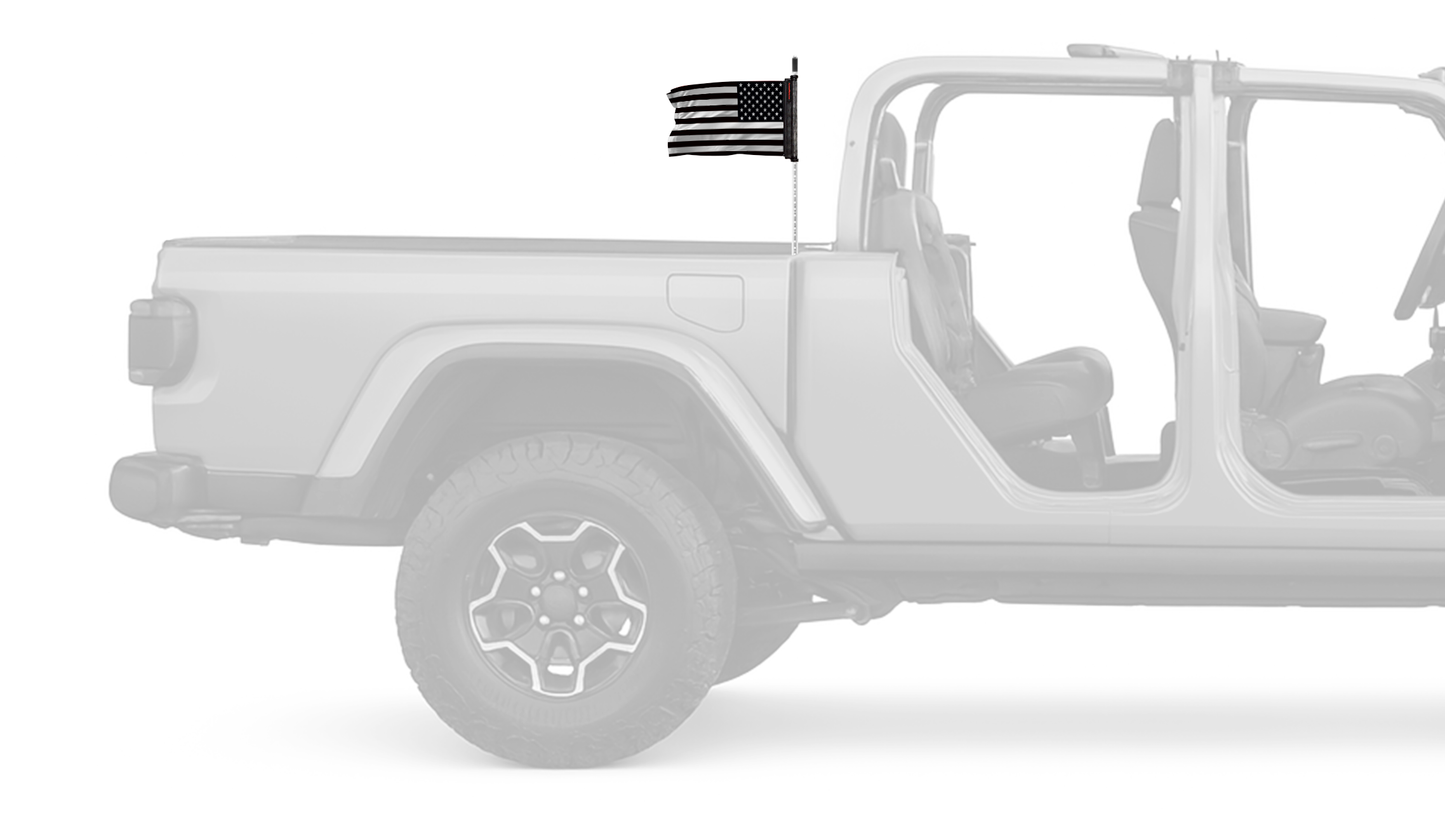 USA Subdued Thin White Line 12"x18" Forever Wave Flag for Jeep Gladiator JT