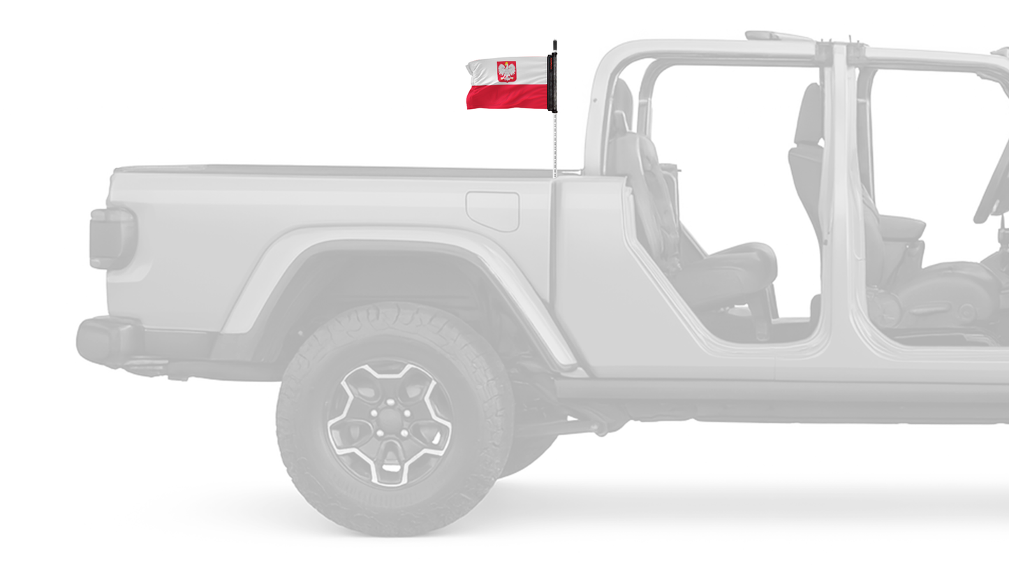 Poland 12"x18" Forever Wave Flag for Jeep Gladiator JT