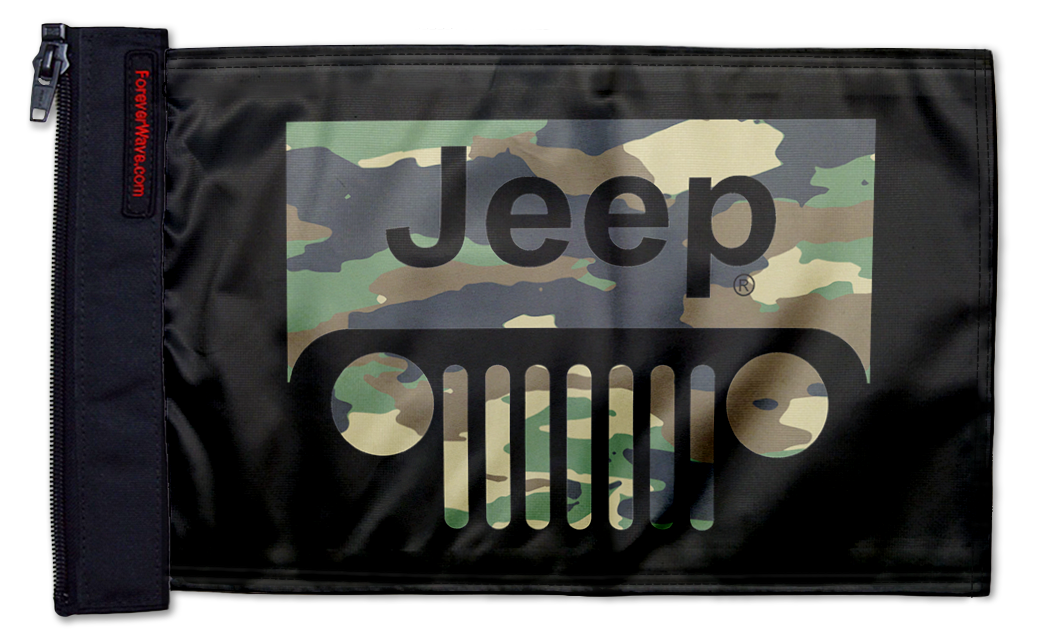 Jeep Grill 12"x18" Forever Wave Flag for Jeep Wrangler YJ 1986-1995