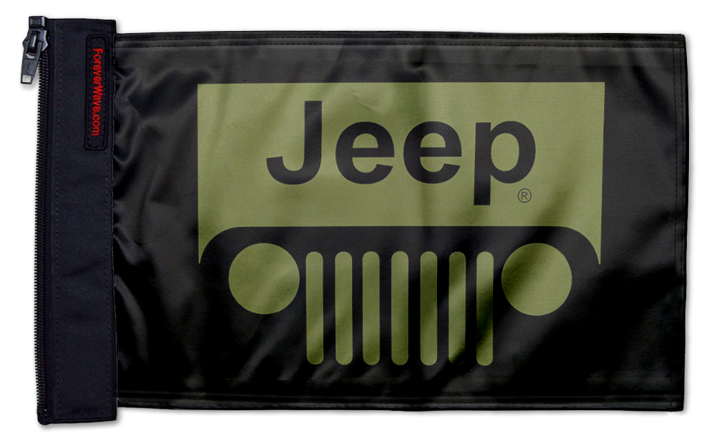 Jeep Grill 12"x18" Forever Wave Flag for Jeep Wrangler YJ 1986-1995