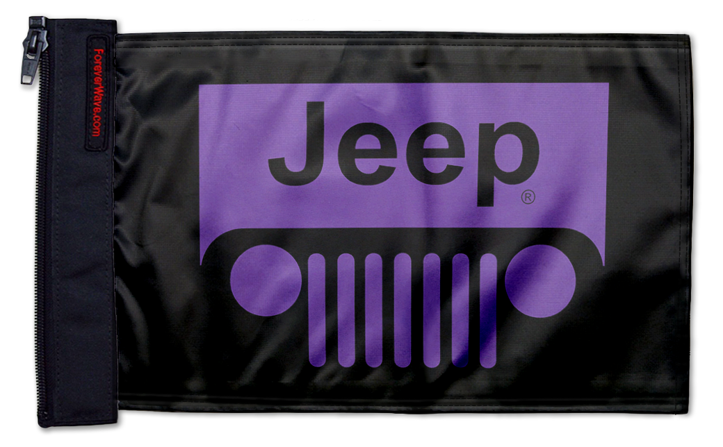 Jeep Grill 12"x18" Forever Wave Flag for Golf Carts