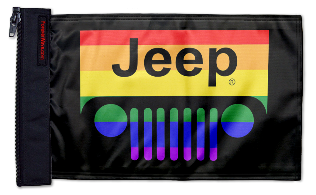 Jeep Grill 12"x18" Forever Wave Flag for Jeep Wrangler JLU 4-Door 2018-Present