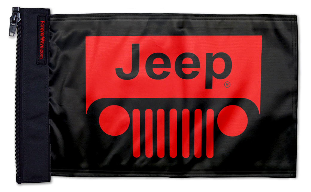 Jeep Grill 12"x18" Forever Wave Flag for Jeep Wrangler YJ 1986-1995