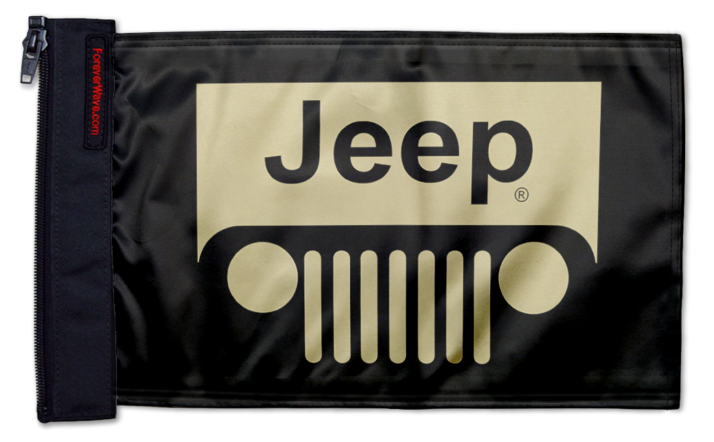 Jeep Grill 12"x18" Forever Wave Flag for Jeep Wrangler YJ 1986-1995
