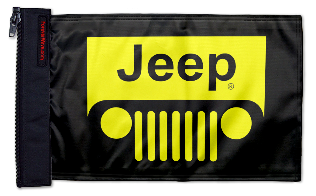Jeep Grill 12"x18" Forever Wave Flag for Jeep Wrangler YJ 1986-1995
