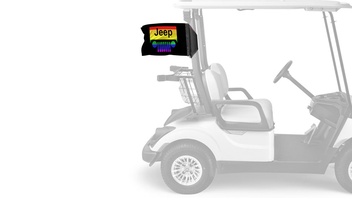 Jeep Grill 12"x18" Forever Wave Flag for Golf Carts