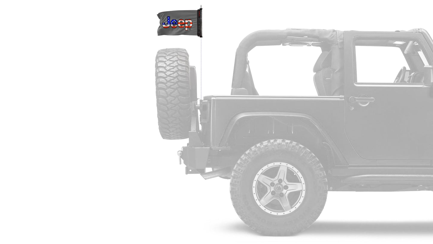 Jeep USA 12"x18" Forever Wave Flag for Jeep Wrangler JLU 4-Door 2018-Present
