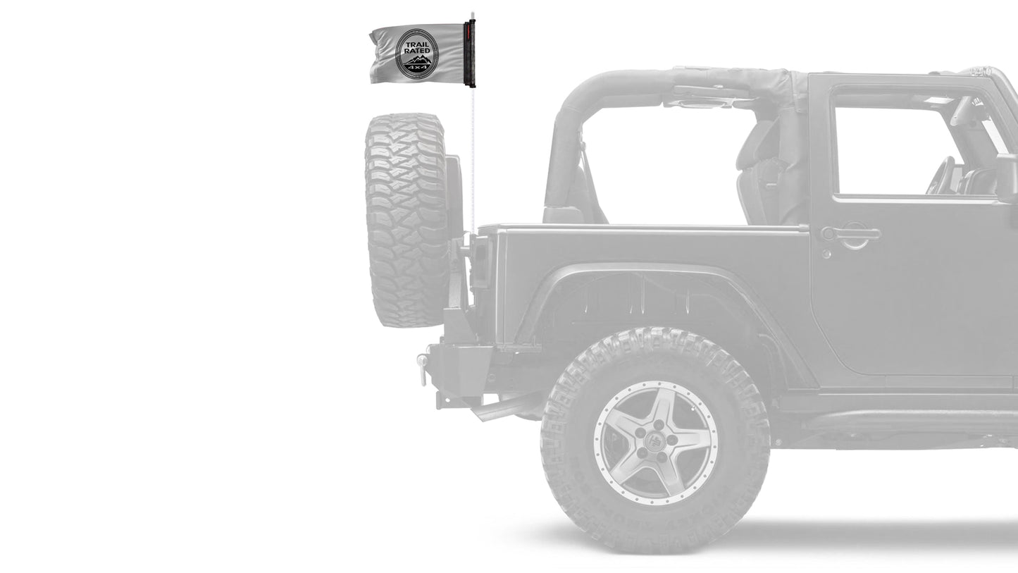 Trail Rated 12"x18" Forever Wave Flag for Jeep Wrangler TJ 1996-2006