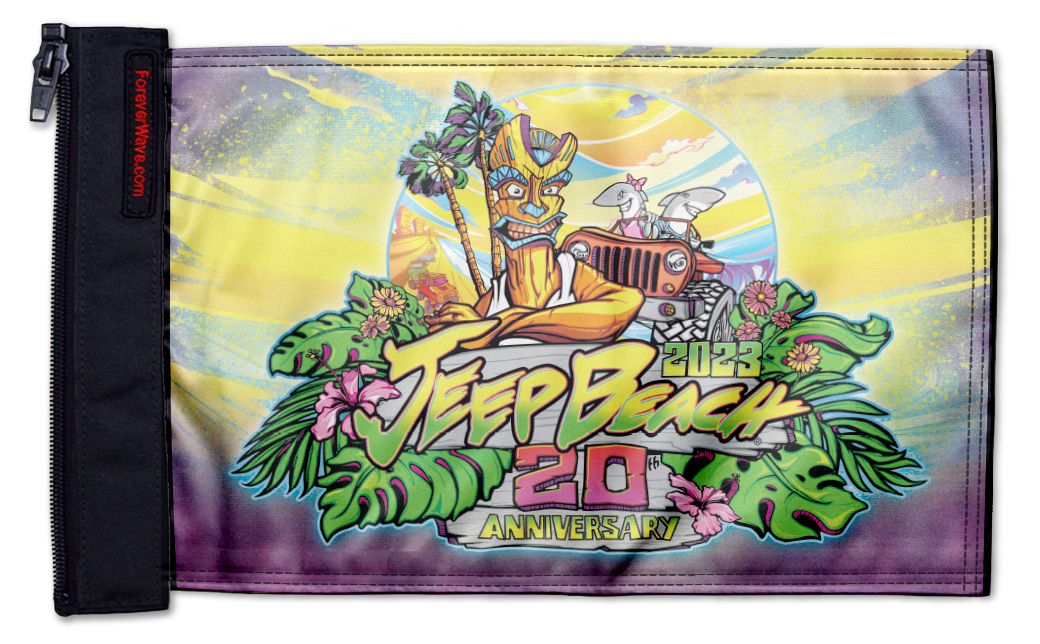 Jeep Beach 2023 12"x18" Forever Wave Flag for Jeep Gladiator JT