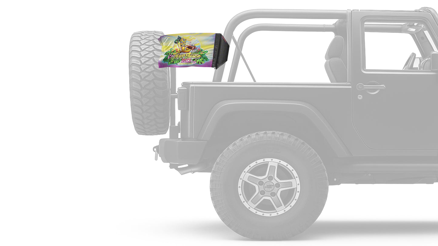 Jeep Beach 2023 12"x18" Forever Wave Flag for Jeep Wrangler YJ 1986-1995
