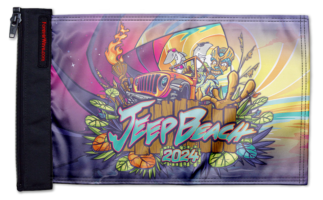 Jeep Beach 2024 12"x18" Forever Wave Flag for Jeep Wrangler LJ 2003-2006