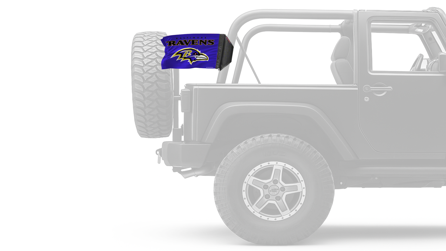 Baltimore Ravens 11"x17" Forever Wave Flag for Jeep Wrangler JKU 4-Door 2007-2018