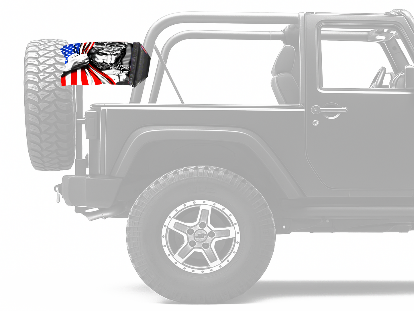 One Nation 12"x18" Forever Wave Flag for Jeep Wrangler JK 2-Door 2007-2018