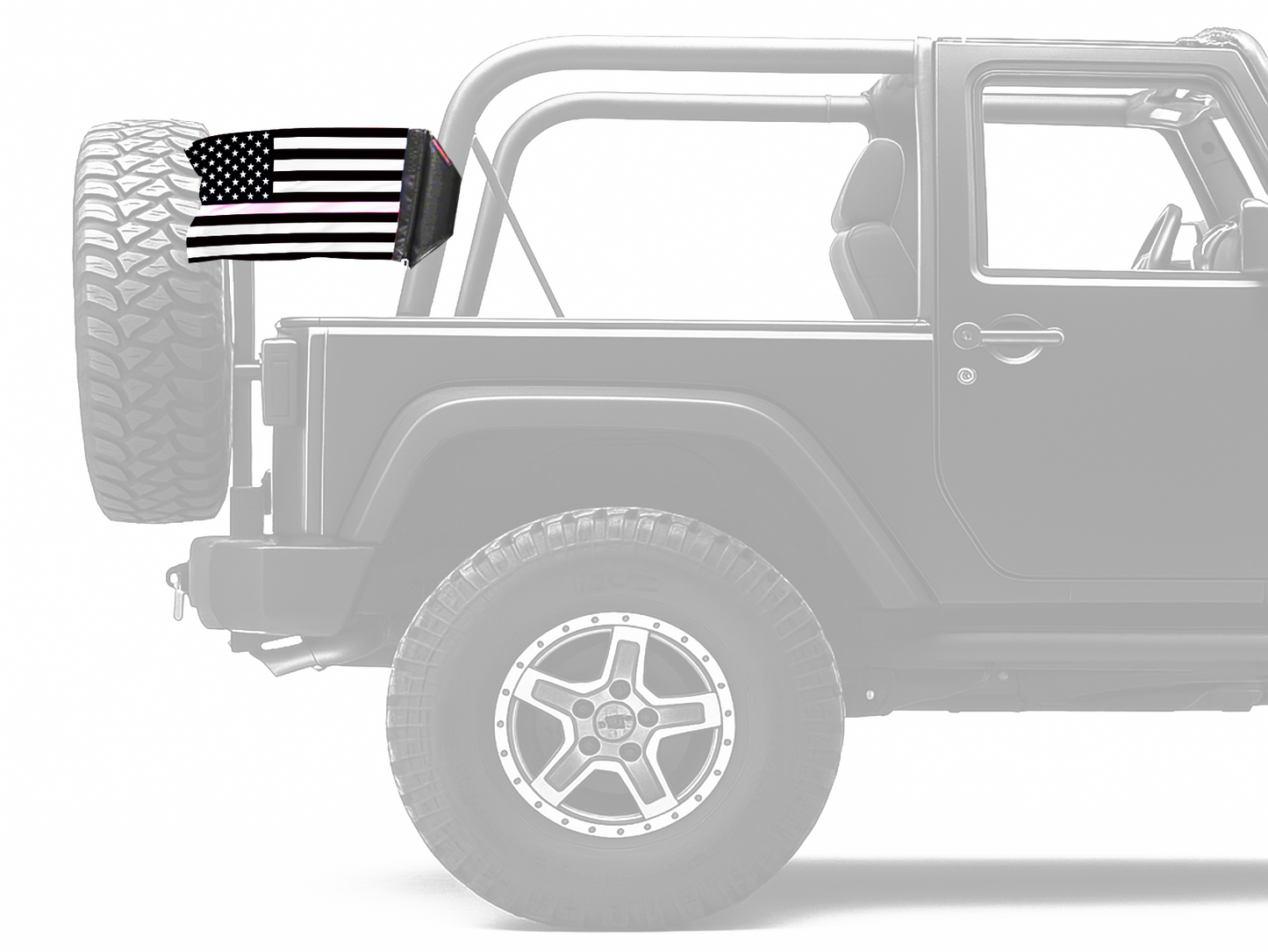 USA Subdued Thin Pink Line 12"x18" Forever Wave Flag for Jeep Wrangler CJ-7 and CJ-8 1976-1986