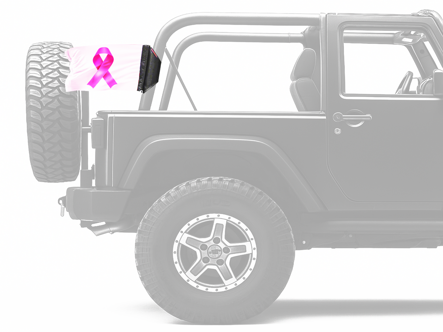 Pink Ribbon 12"x18" Forever Wave Flag for Jeep Wrangler LJ 2003-2006