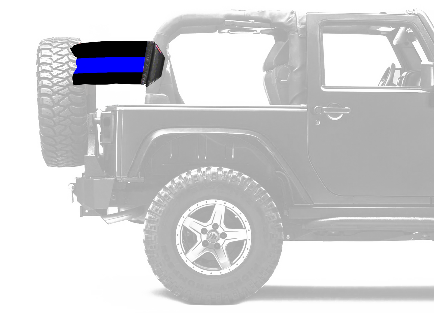Thin Blue Line 12"x18" Forever Wave Flag for Jeep Wrangler JK 2-Door 2007-2018