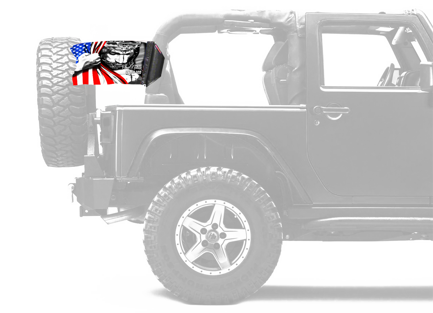 One Nation 12"x18" Forever Wave Flag for Jeep Wrangler LJ 2003-2006