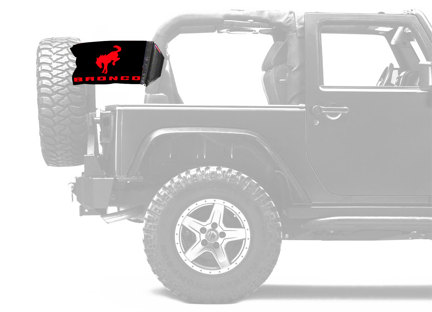 Bucking Bronco 12"x18" Forever Wave Flag for Jeep Wrangler YJ 1986-1995
