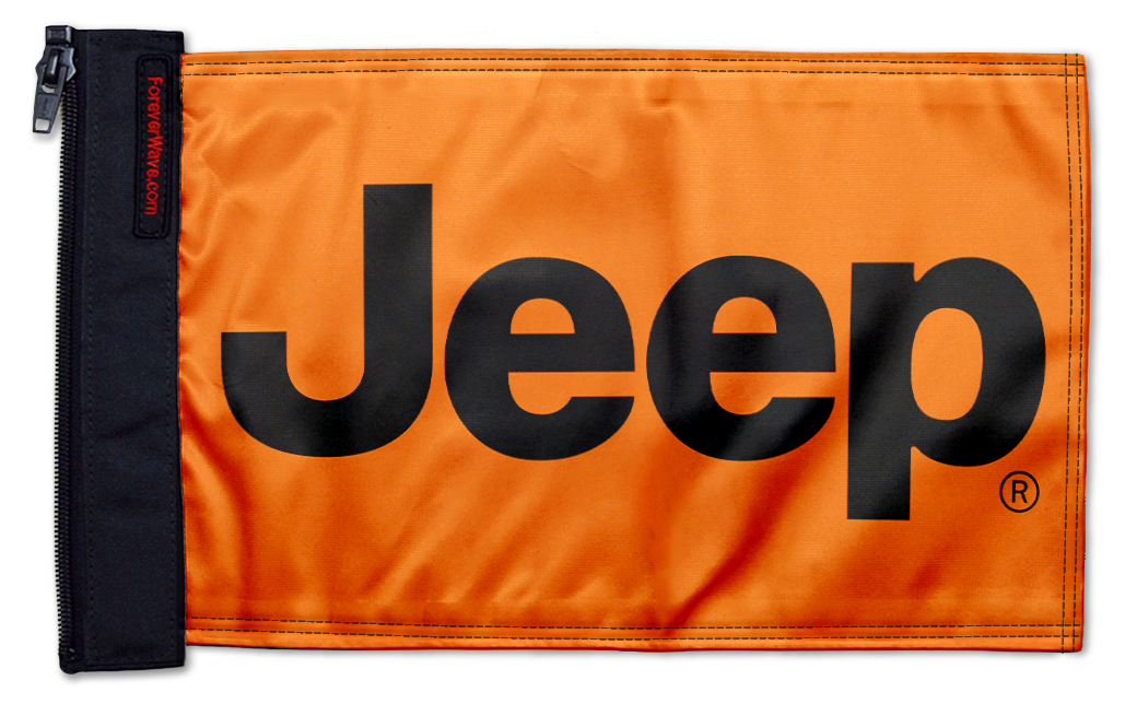 Jeep Safety Orange SQ12"x18" Forever Wave Flag for Jeep Wrangler YJ 1986-1995