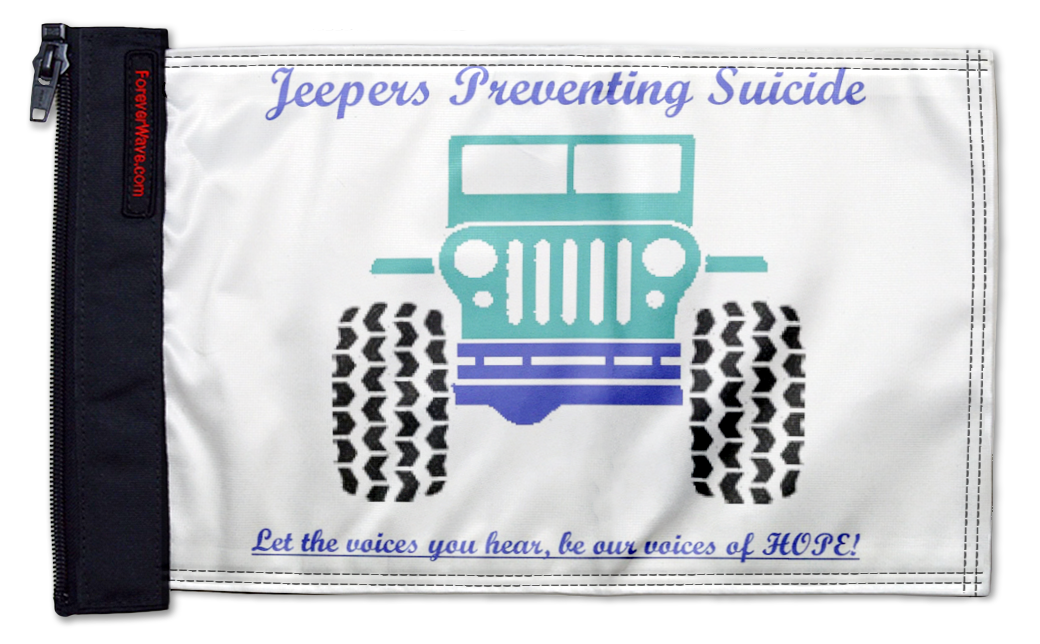 Jeepers Preventing Suicide Flag 12"x18" Forever Wave Flag